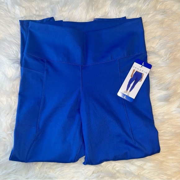 Danskin Women's High Waisted Ankle Leggings Dazzling BlueSize L Activewear - Picture 2 of 15